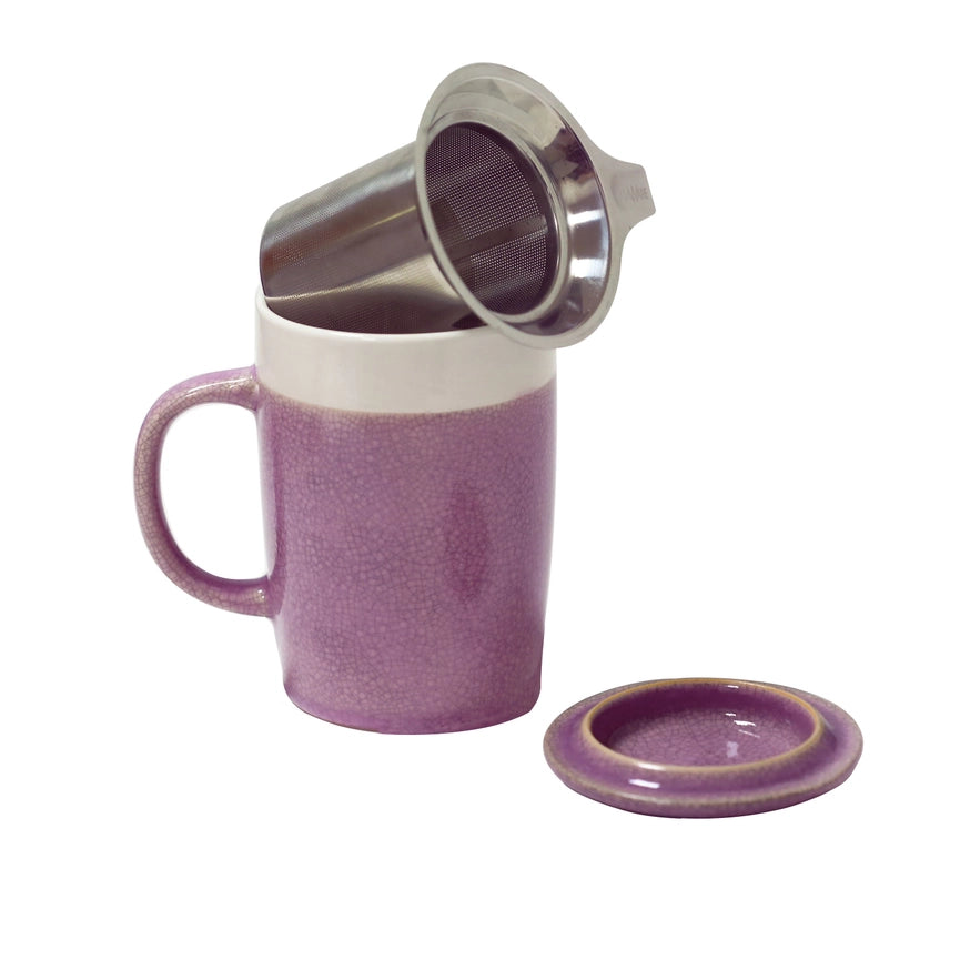 Mug + Infuser, Crackle Glaze, 16 oz