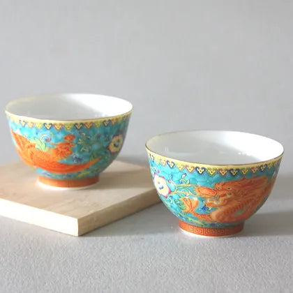 Teacup, Set of 2, Dragon & Phoenix