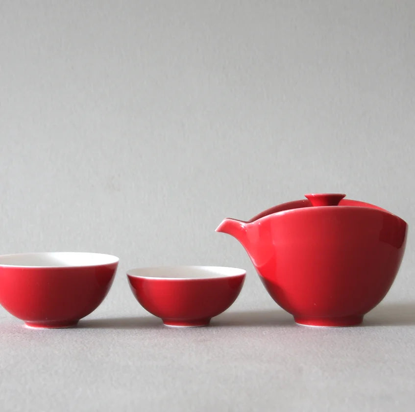 Travel Tea Set, Red, Turquoise, or White