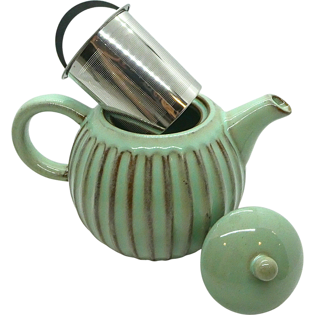 3 pc. Kelly Green Tea Pot Set w/ Matching Warmer & Tea Diffuser