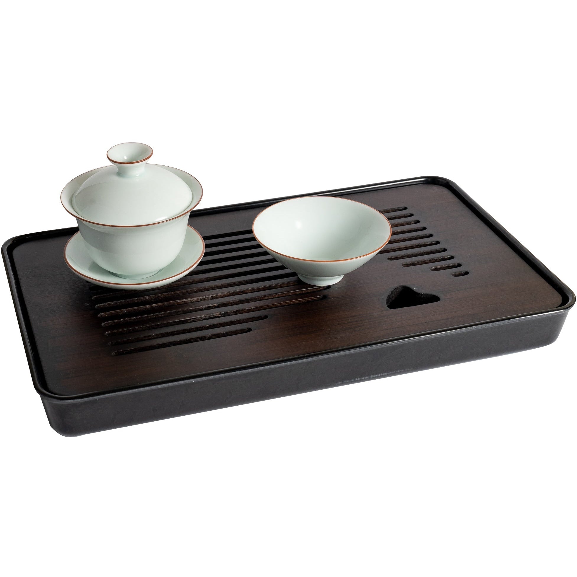 Tea Ritual Tray, Rectangle, Black & Walnut Grain