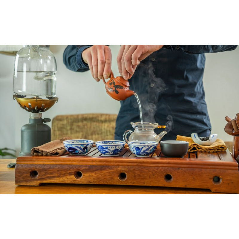 Tea Ritual Tray, Rectangle, Black & Walnut Grain